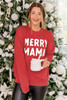 Red MERRY MAMA Long Sleeve Pullover Sweatshirt