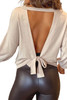 Apricot 3/4 Sleeve Top Open Back with Tie