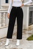 Black Corduroy High Waist Straight Leg Pants