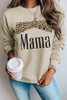 Khaki Mama Leopard Print Crewneck Pullover Sweatshirt