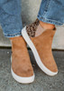 Brown Leopard Color Block Faux Suede Slip On Shoes