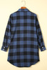Blue Turn-down Collar Plaid Shirt Jacket