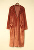 Brown Retro Velvet Long Sleeve Pocket Coat