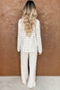 Striped Print Long Sleeve and Pants Pajamas Set