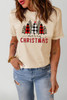 Khaki Christmas Plaid Leopard Tree Graphic Tee