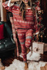 Red Reindeer Geometric Print Top and Skinny Pants Lounge Set