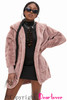 Pink Soft Fleece Hooded Open Front Coat
