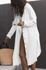 White Striped Crinkle Button Front Cover Up Shirt Dress