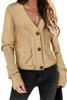 Beige Front Pockets Buttons Textured Cardigan