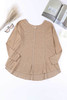 Brown Seamed Loose Fit V Neck Long Sleeve Top