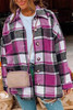Rose Plaid Print Buttoned Shirt Jacket