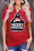 Red MERRY CHRISTMAS Leopard Frame Graphic Tee