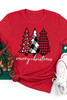 Red Merry Christmas Trees Graphic Print Short Sleeve T Shirt