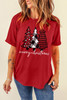 Red Merry Christmas Trees Graphic Print Short Sleeve T Shirt