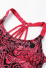 Red Floral Printed Blouson Tankini Top