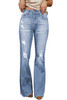 Sky Blue Dark Wash Mid Rise Flare Jeans