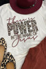 White This Is Power In The Name Of Jesus Leopard Letter Graphic Tee