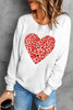 Beige Valentine's Day Heart Graphic Pullover Sweatshirt