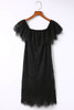 Black Off-shoulder Overlay Drop Sleeves Lace Dress