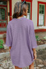 Purple Ribbed Open Front Knit Cardigan