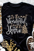 Black Wonderful Christmas Season Leopard Graphic Tee