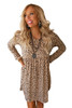 Leopard Long Sleeve Babydoll Dress