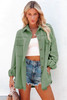 Green Buttoned Long Sleeve Pocketed Shirt Jacket