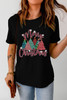 Black Merry Christmas Tree Pattern Graphic Tee