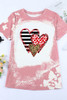 Pink Heart Shaped Tie Dye Contrast Short Sleeve T Shirt