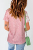 Pink Heart Shaped Tie Dye Contrast Short Sleeve T Shirt