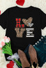 Black LOVE Heart Plaid Striped Leopard Print Graphic T Shirt