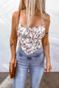 White Paisley Print Spaghetti Straps Tank Top