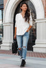 White Waffle Knit Half Button Henley Top