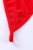 Red Lace Mesh Patchwork Bustier 3pcs Lingerie Set