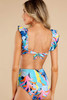 Green Tropical Print Ruffled Square Neck Tie High Waist Swimsuit