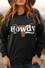 Black HOWDY Steer Head Print Long Sleeve Sweatshirt