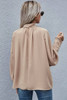 Khaki Frilled Knotted Mock Neck Bishop Sleeve Blouse Khaki Frilled Knotted Mock Neck Bishop Sleeve Blouse
