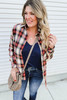 Red Plus Size Plaid Pattern Shirt