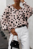 Pink Button Frill Cuffs Oversize Puff Sleeve Blouse