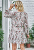 Multicolor V Neck Puff Sleeves Floral Tunic Dress