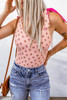Pink Floral Print Knotted U Neck Sleeveless Bodysuit