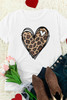 White Leopard Heart Pattern Print Valentines T Shirt