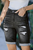 Black Roll-up Distressed Bermuda Denim Shorts Black Roll-up Distressed Bermuda Denim Shorts