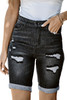 Black Roll-up Distressed Bermuda Denim Shorts Black Roll-up Distressed Bermuda Denim Shorts