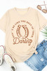 Khaki Darling Letter Graphic Print Short Sleeve T Shirt
