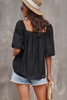 Black Lush Printed Balloon Sleeve Ruched Chiffon Top