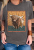 Gray Heifer Wild Land Western Fashion Graphic Tee