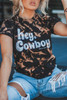 Black Hey, Cowboy Tie Dye Print Short Sleeve T Shirt