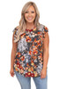 Multicolor Vintage Floral Flutter Sleeve Plus Top