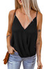 Black Criss Cross Spaghetti Strap V Neck Tank Top